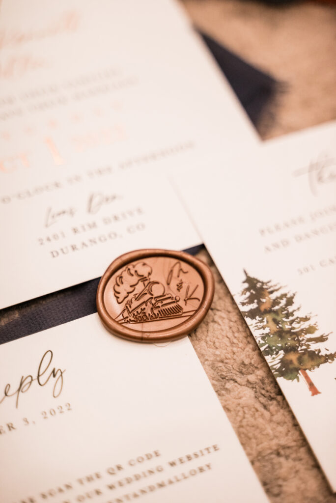 Mountain wedding invitation inspiration from The Paper Vow and Zola.com