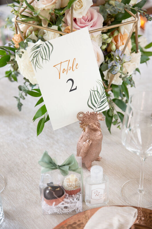 Animal Table Number 2 with Gold Penguin