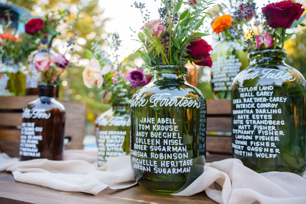 Calligraphy Jars for Wedding Guest Table Numbers